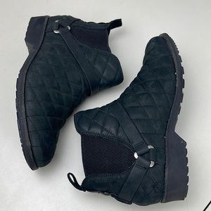 TEVA Women Chelsea Booties Black Leather Quilted Harness Biker Ankle Boot sz8.5.